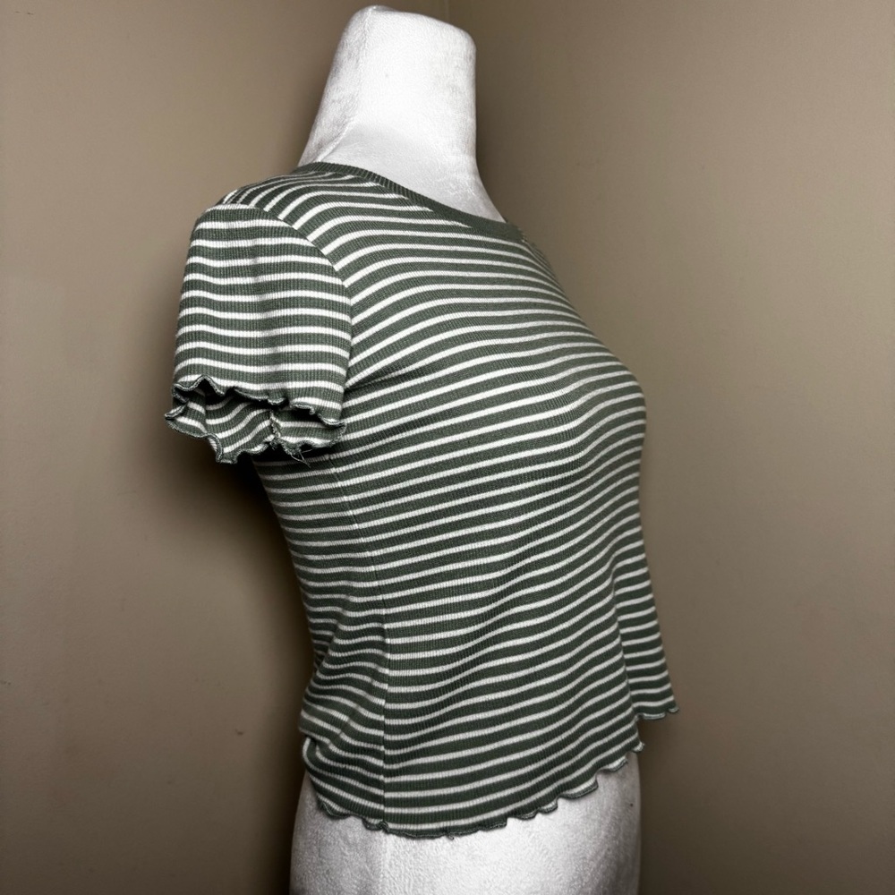 Heart Hips Olive and White Striped Tee